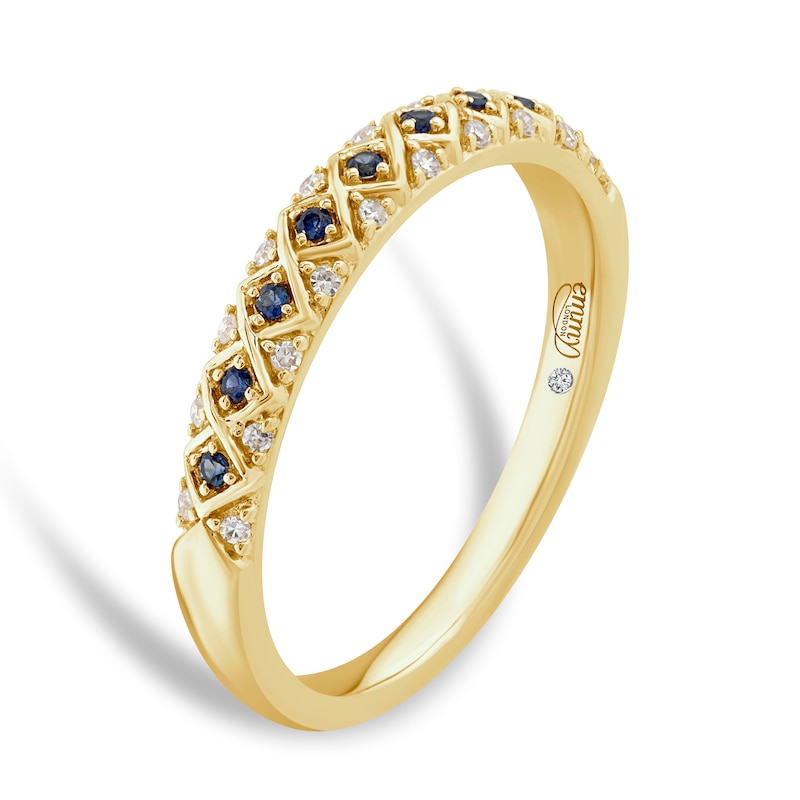 Main Image 2 of Emmy London 18ct Yellow Gold Sapphire & Diamond Ring