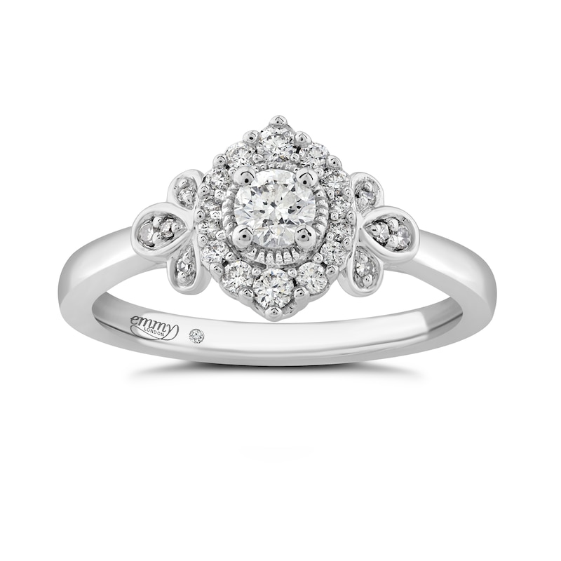 Main Image 3 of Emmy London 18ct White Gold 0.33ct Diamond Round Halo Ring