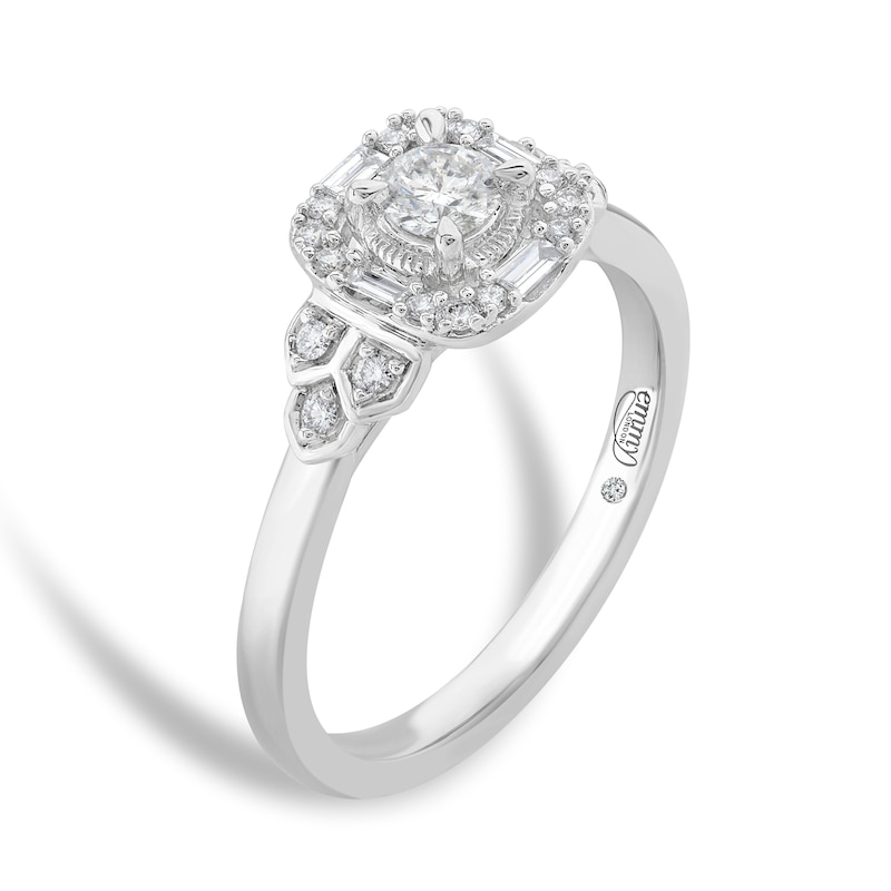 Emmy London 18ct White Gold 0.33ct Diamond Cushion Halo Ring