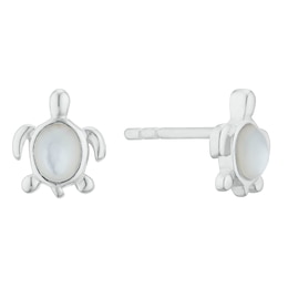 Children's Sterling Silver Mother Of Pearl Turtle Stud Earrings