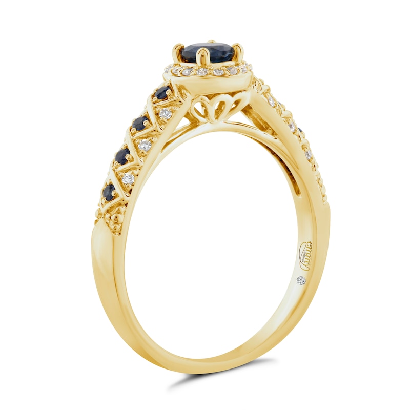 Main Image 2 of Emmy London 18ct Yellow Gold Sapphire & Diamond Halo Ring