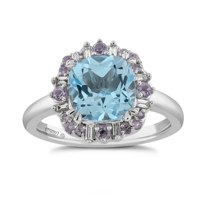 Main Image 1 of Emmy London 18ct White Gold Colour Gemstone & Diamond Ring