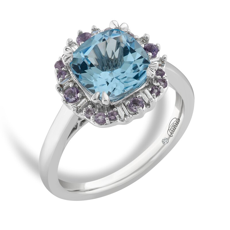 Main Image 2 of Emmy London 18ct White Gold Colour Gemstone & Diamond Ring