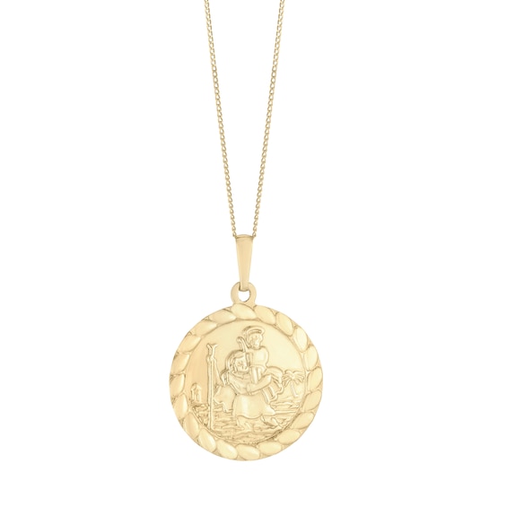 9ct Yellow Gold Saint Christopher Rope Edge Pendant