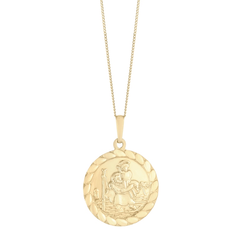 Main Image 1 of 9ct Yellow Gold Saint Christopher Rope Edge Pendant