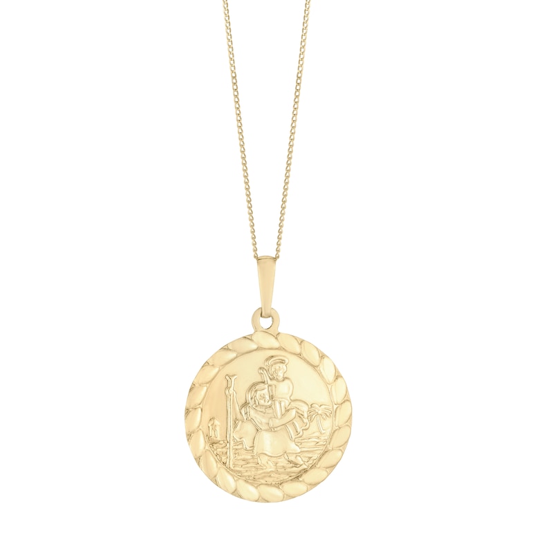 9ct Yellow Gold Saint Christopher Rope Edge Pendant