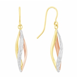 9ct Two Tone Gold Caged Drop Earrings