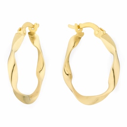 Together Silver & 9ct Bonded Gold Twist 15mm Hoop Earrings