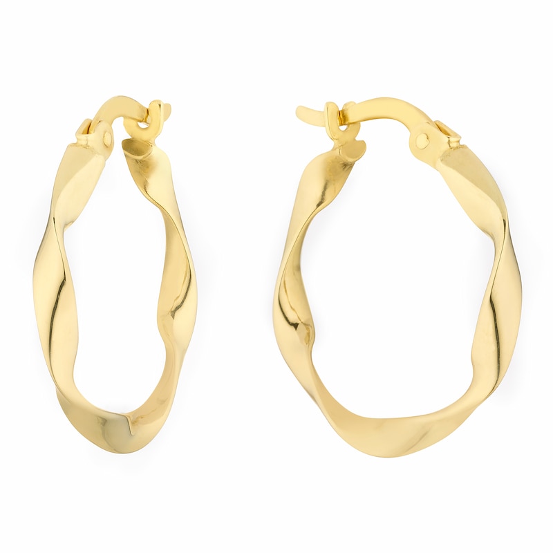 Main Image 1 of Together Silver & 9ct Bonded Gold Twist 15mm Hoop Earrings