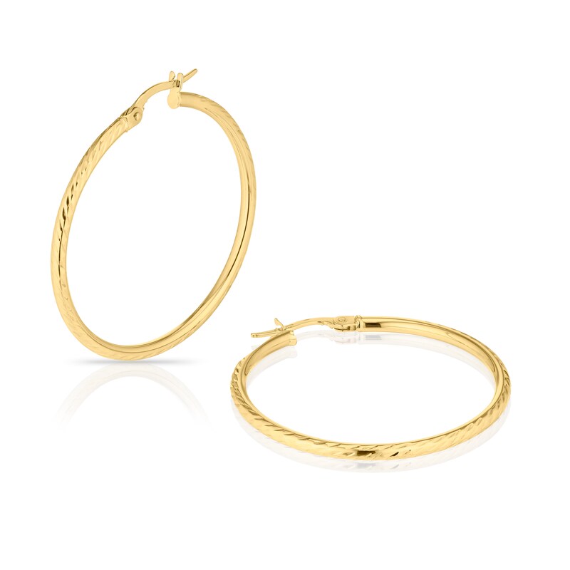 Main Image 1 of 9ct Yellow Gold Small Sparkle Hoop Earrings