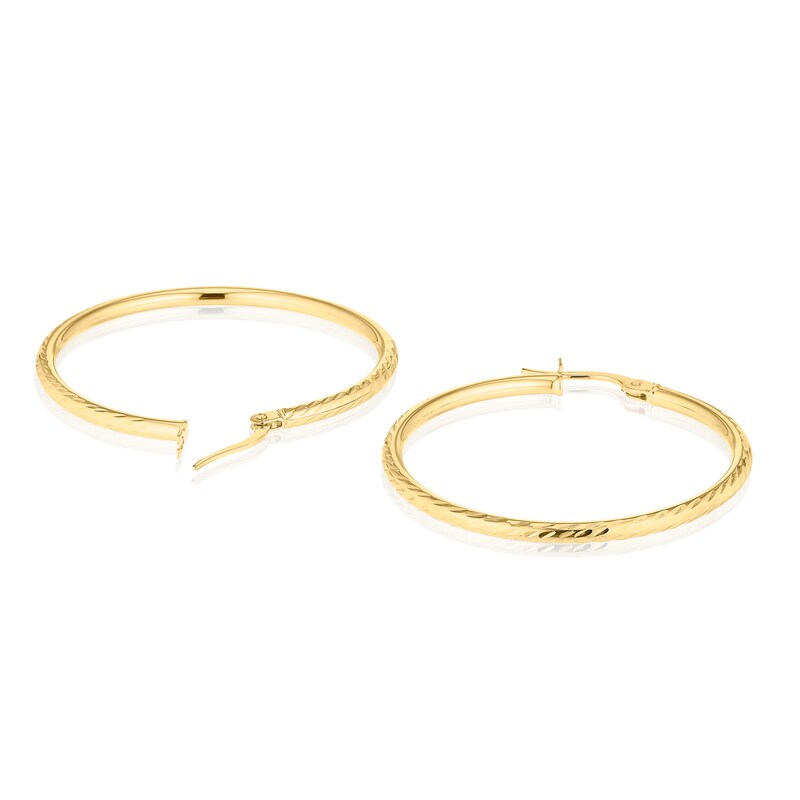 Main Image 2 of 9ct Yellow Gold Small Sparkle Hoop Earrings