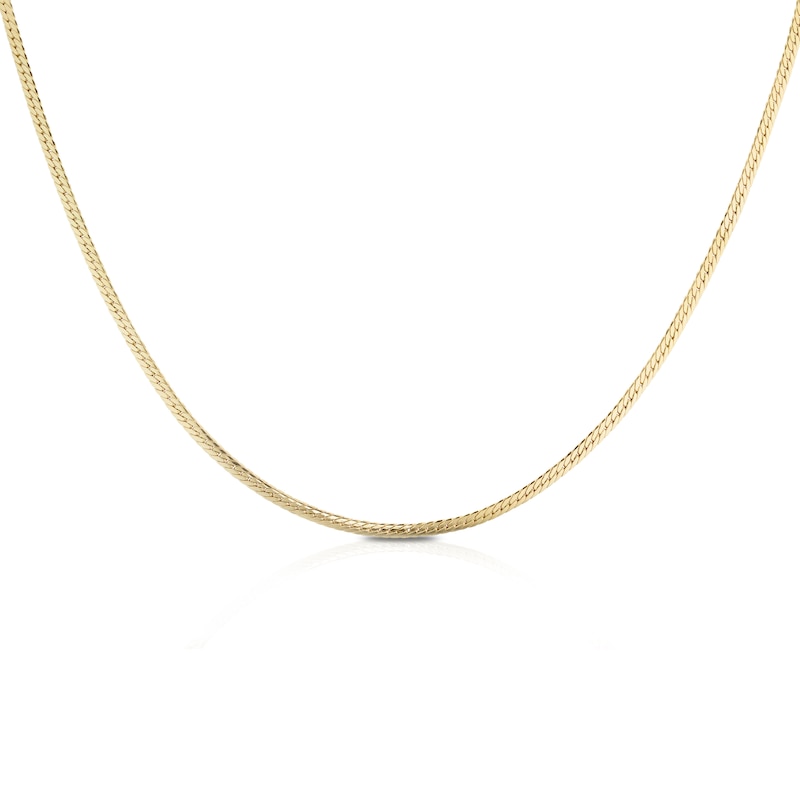 Main Image 1 of 9ct Yellow Gold Herringbone Chain 15inch + 2inch