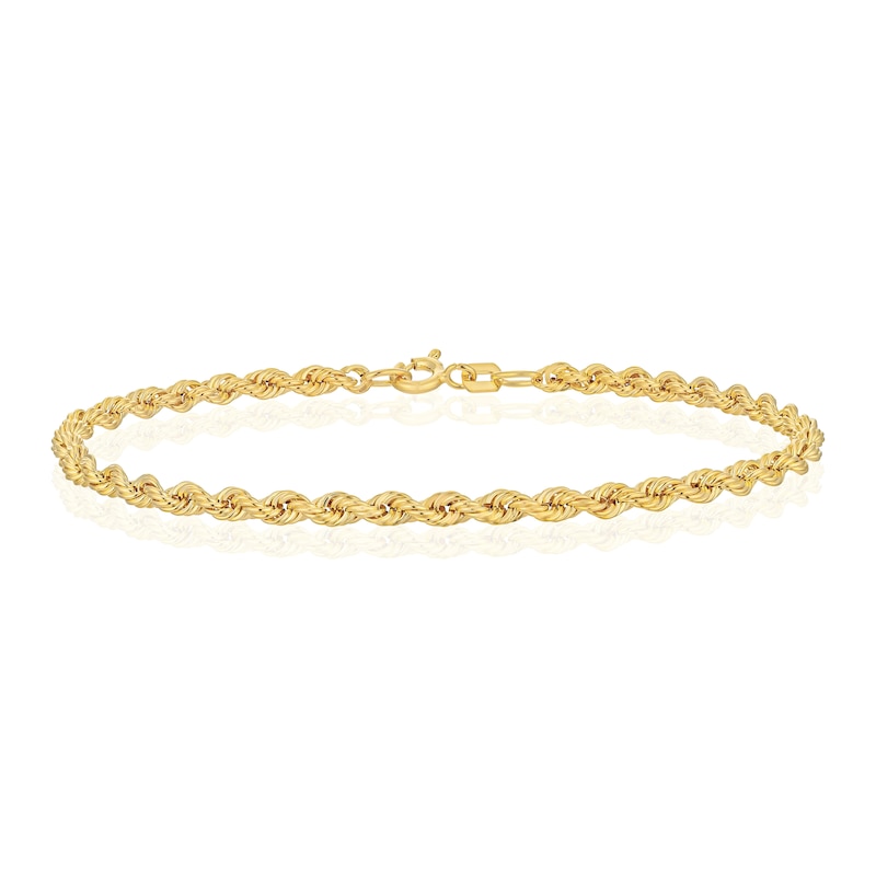 Main Image 1 of 9ct Yellow Gold 8" 60 Gauge Rope Chain Bracelet