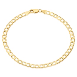 9ct Yellow Gold 9'' Solid Curb Chain Bracelet
