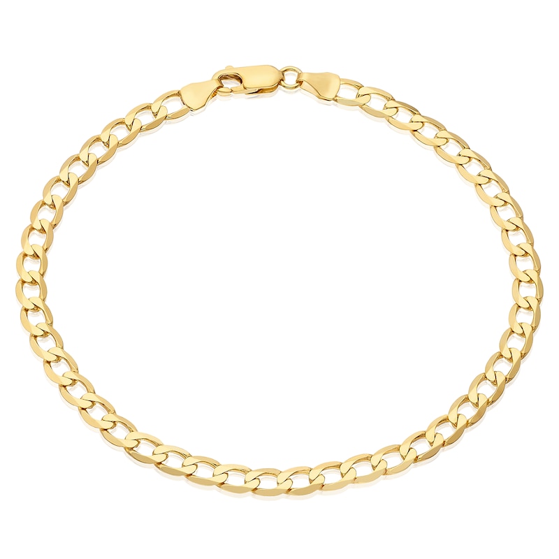 Main Image 1 of 9ct Yellow Gold 9'' Solid Curb Chain Bracelet