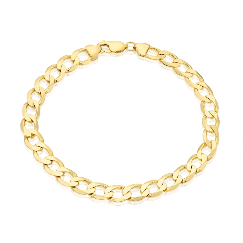 Main Image 1 of 9ct Yellow Gold 9'' Solid Curb Chunky Chain Bracelet