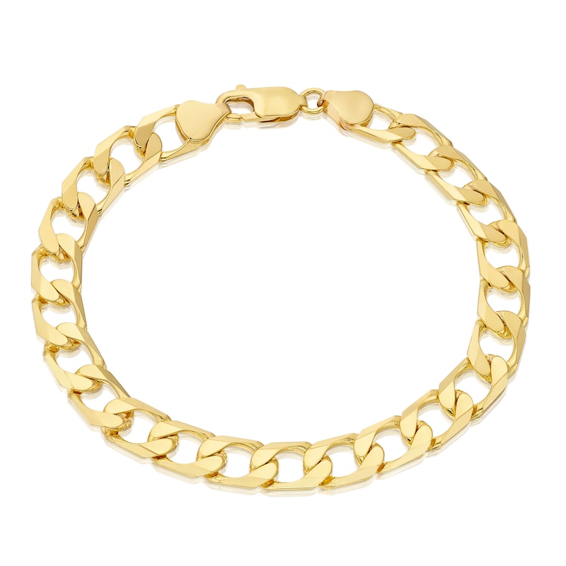 Main Image 1 of 9ct Yellow Gold 9'' Solid Curb Chain Bracelet