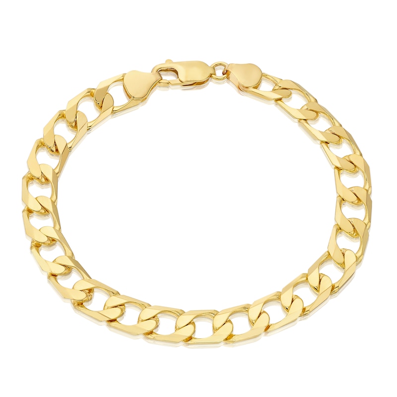 9ct Yellow Gold 9'' Solid Curb Chain Bracelet