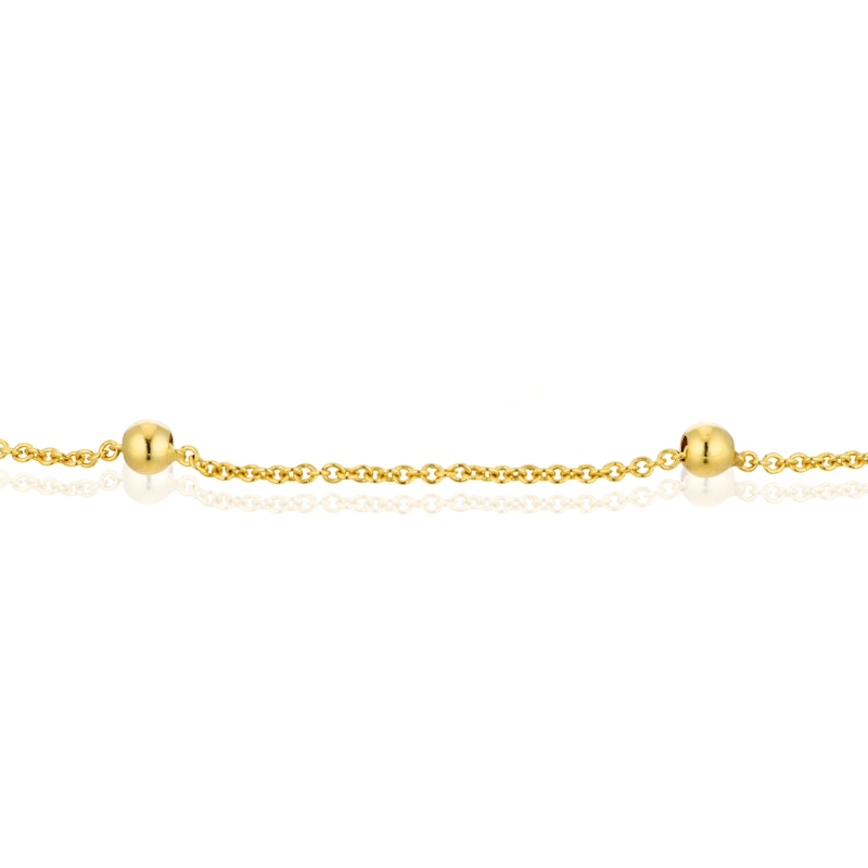 Main Image 2 of 9ct Yellow Gold Adjustable 9'' Rolo Chain Ball Anklet