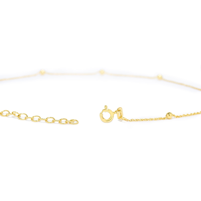 Main Image 3 of 9ct Yellow Gold Adjustable 9'' Rolo Chain Ball Anklet