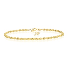 9ct Yellow Gold Adjustable 9'' Rope Chain Anklet