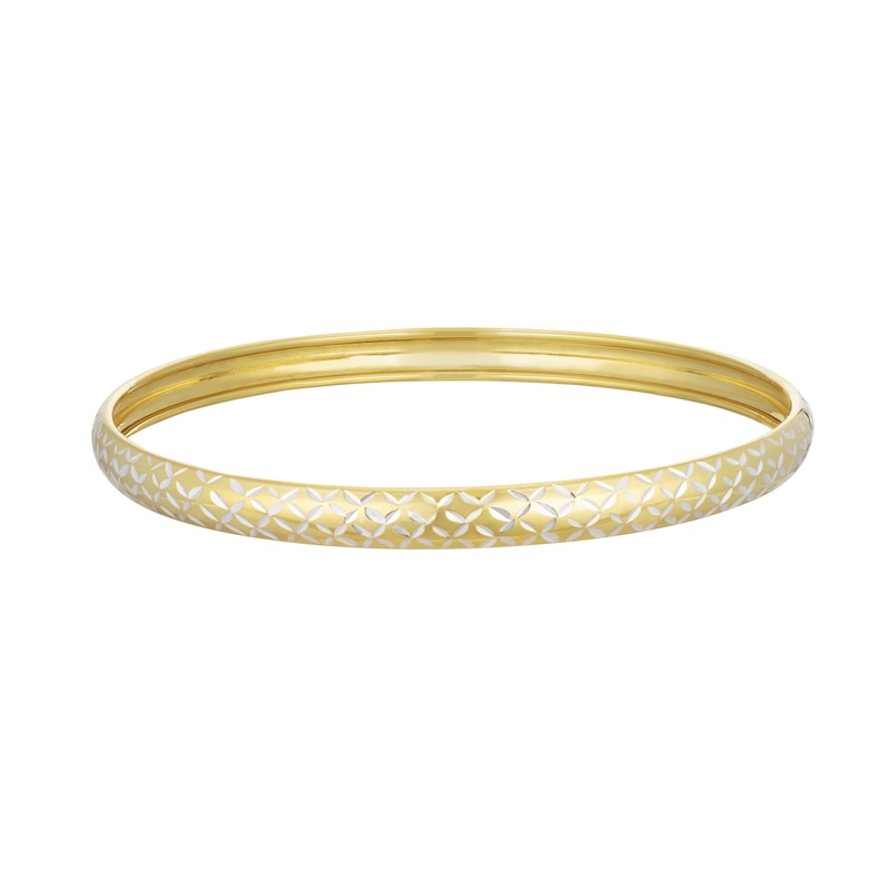 Main Image 1 of Together Silver & 9ct Bonded Gold Diamond Cut 5mm Bangle