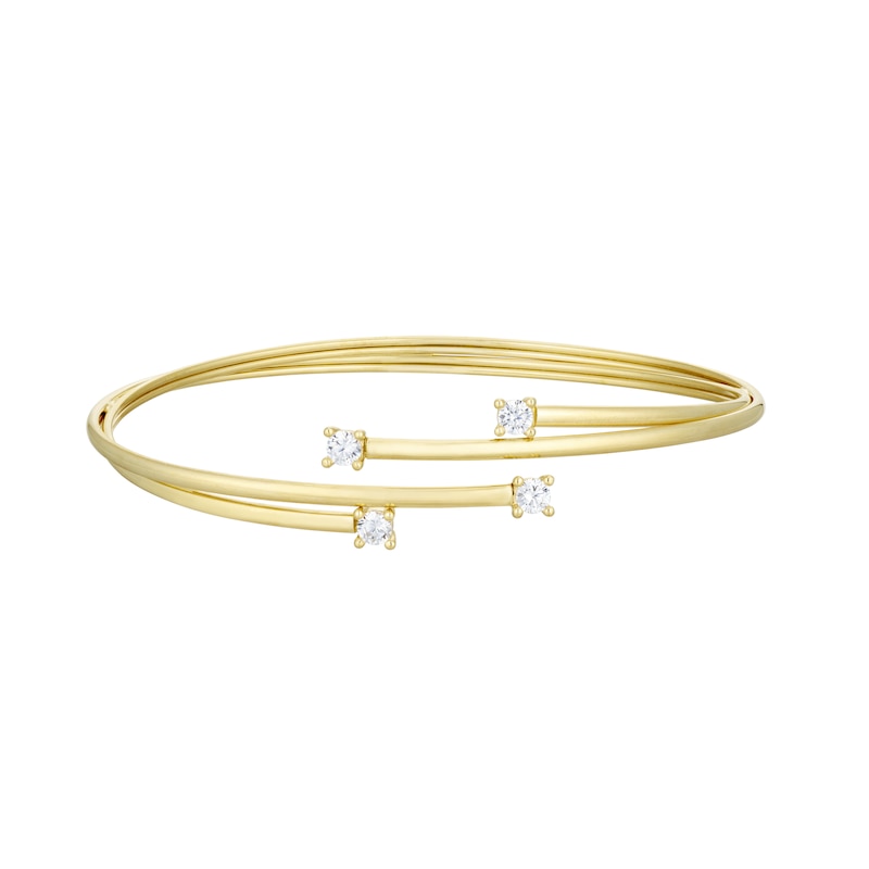 Main Image 1 of Together Silver & 9ct Bonded Gold Crossover Cubic Zirconia Bangle