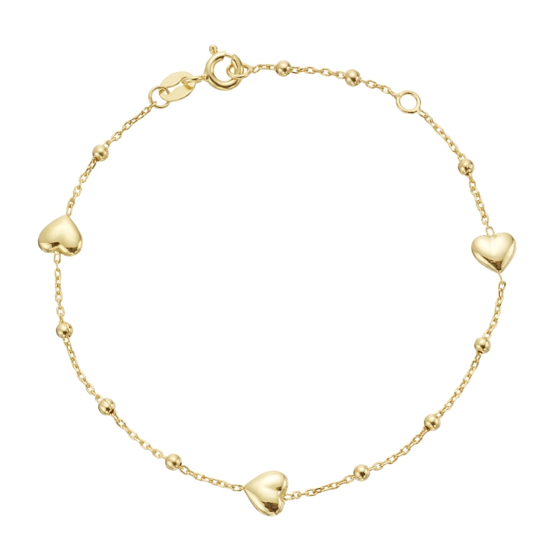 Main Image 1 of 9ct Yellow Gold Heart & Ball Station Bracelet