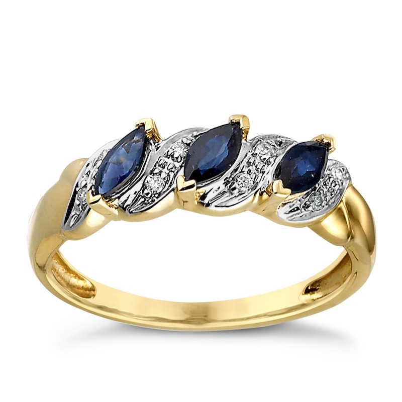 9ct Gold Sapphire & Diamond Ring