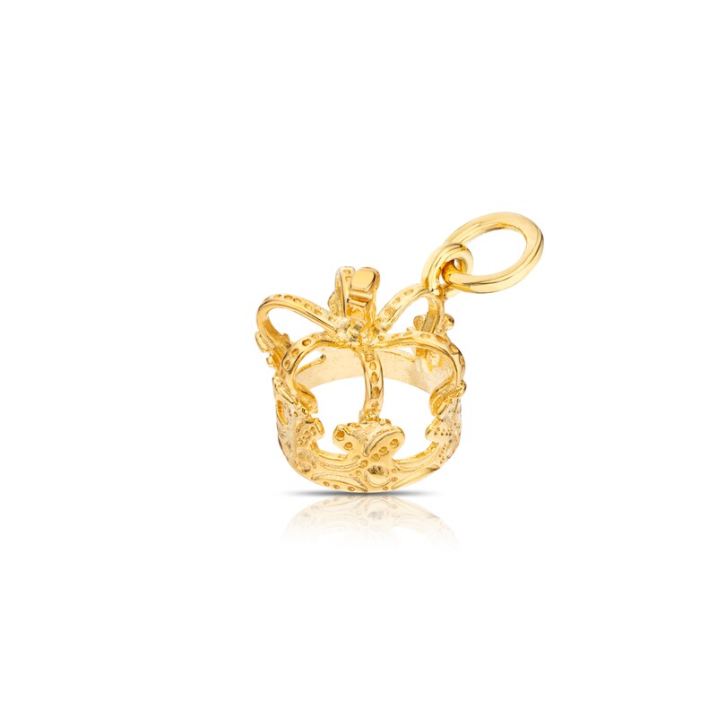 Main Image 2 of Yellow Gold Plated Sterling Silver Crown Charm