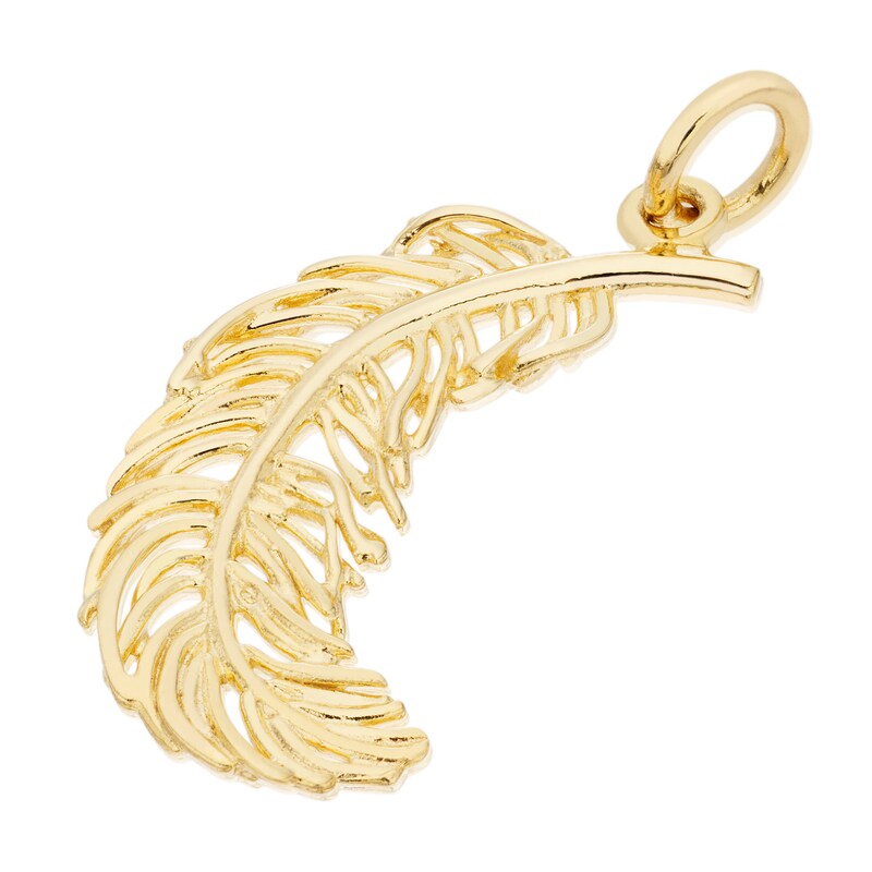 Yellow Gold Plated Feather Charm