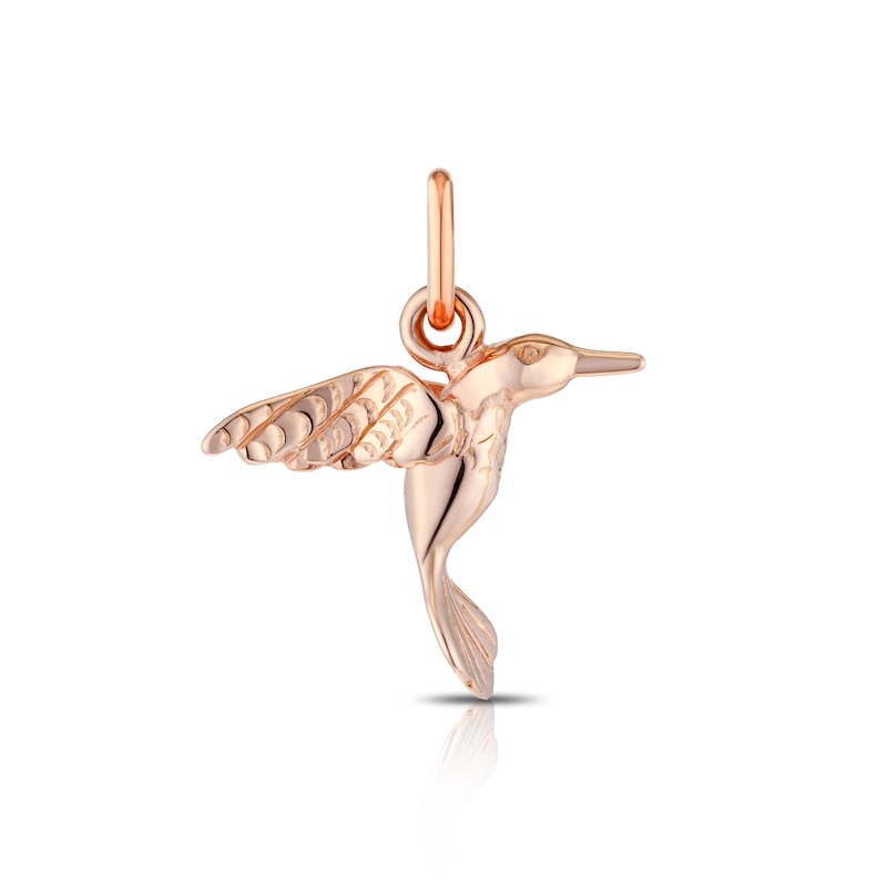 Rose Gold Plated Silver Hummingbird Charm
