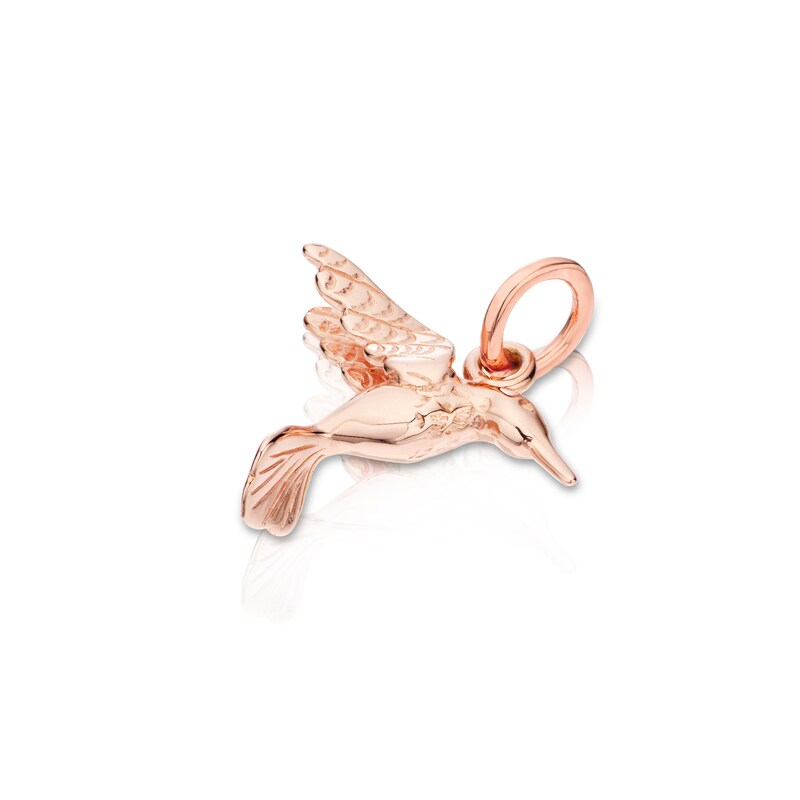 Rose Gold Plated Silver Hummingbird Charm