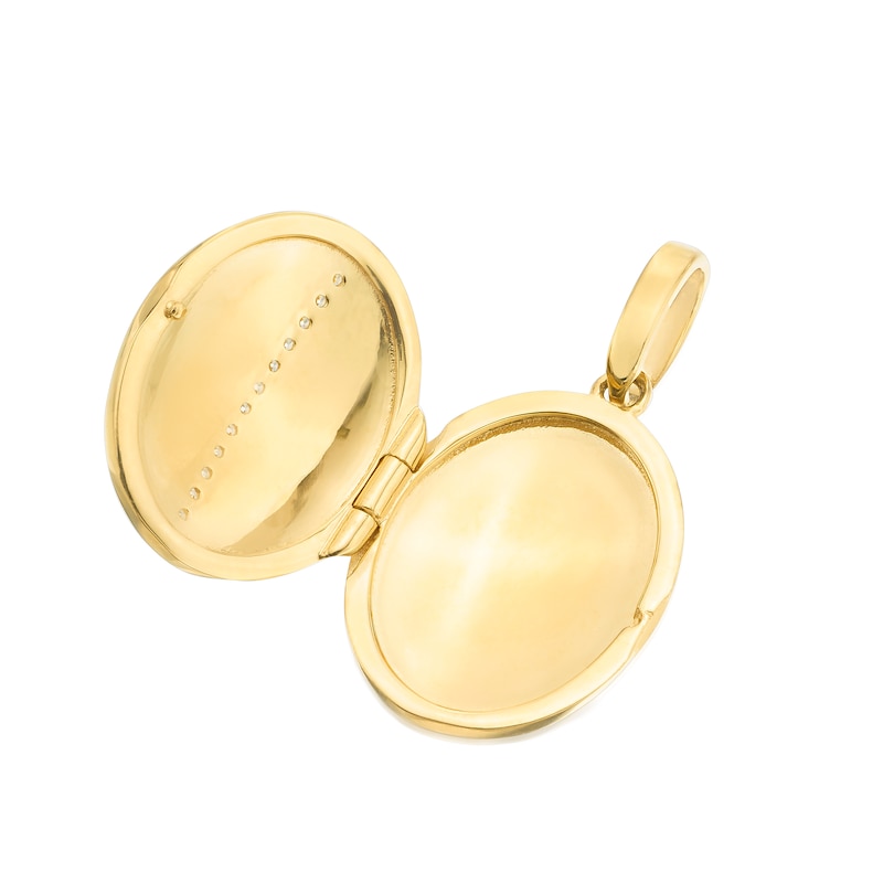 Main Image 2 of 9ct Yellow Gold Blue Enamel & CZ Oval Locket (No Chain)