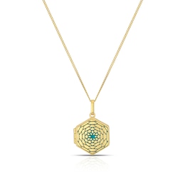 Sterling Silver & 18ct Gold Plated Vermeil Blue Floral Enamel Hexagon Locket