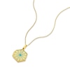 Thumbnail Image 1 of Sterling Silver & 18ct Gold Plated Vermeil Blue Floral Enamel Hexagon Locket