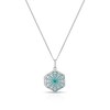 Thumbnail Image 1 of Sterling Silver Blue Floral Enamel Hexagon Locket