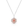Thumbnail Image 1 of Sterling Silver Small Red Floral Enamel Hexagon Locket