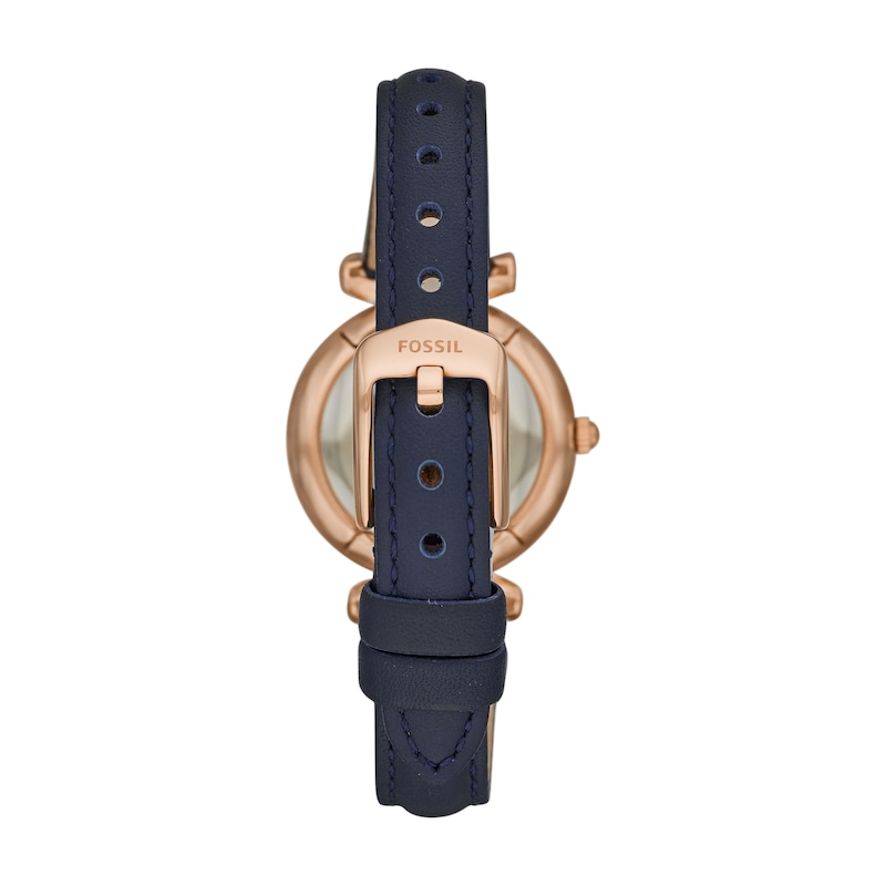 Fossil Carlie Mini Ladies' Navy Leather Strap Watch