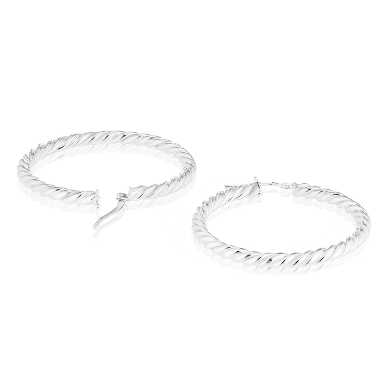 Main Image 2 of Sterling Silver 30mm Rope Hoop Earrings