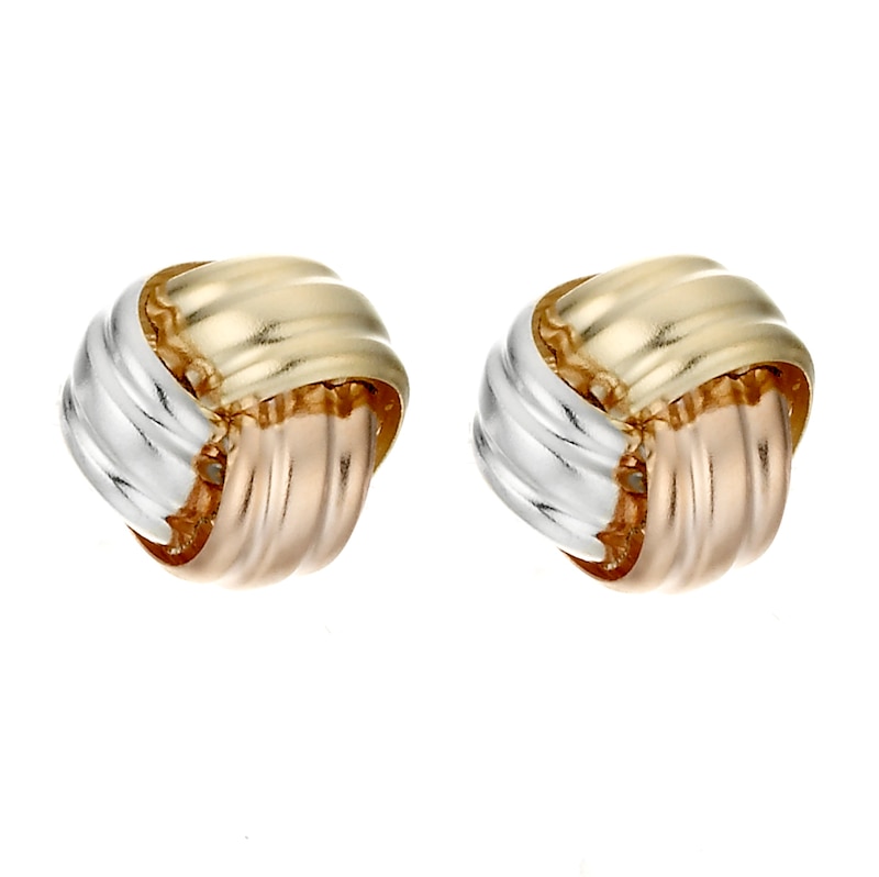 Main Image 1 of 9ct Three Colour Gold Open Knot Stud Earrings