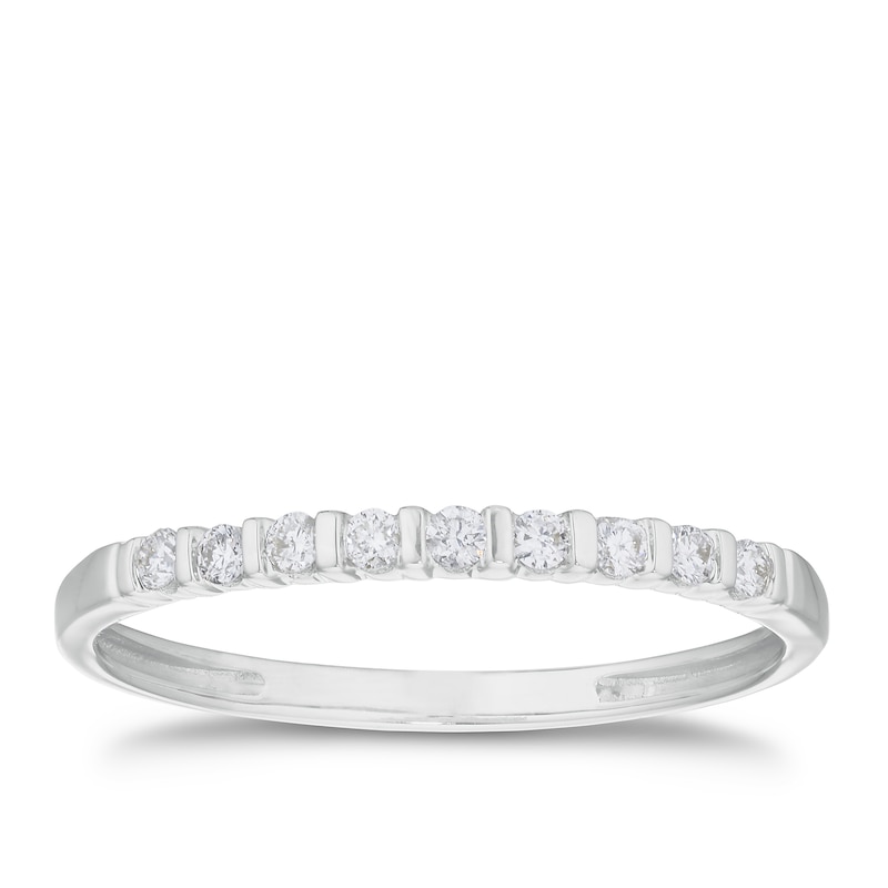 Main Image 1 of 9ct White Gold 0.10ct Diamond Straight Band