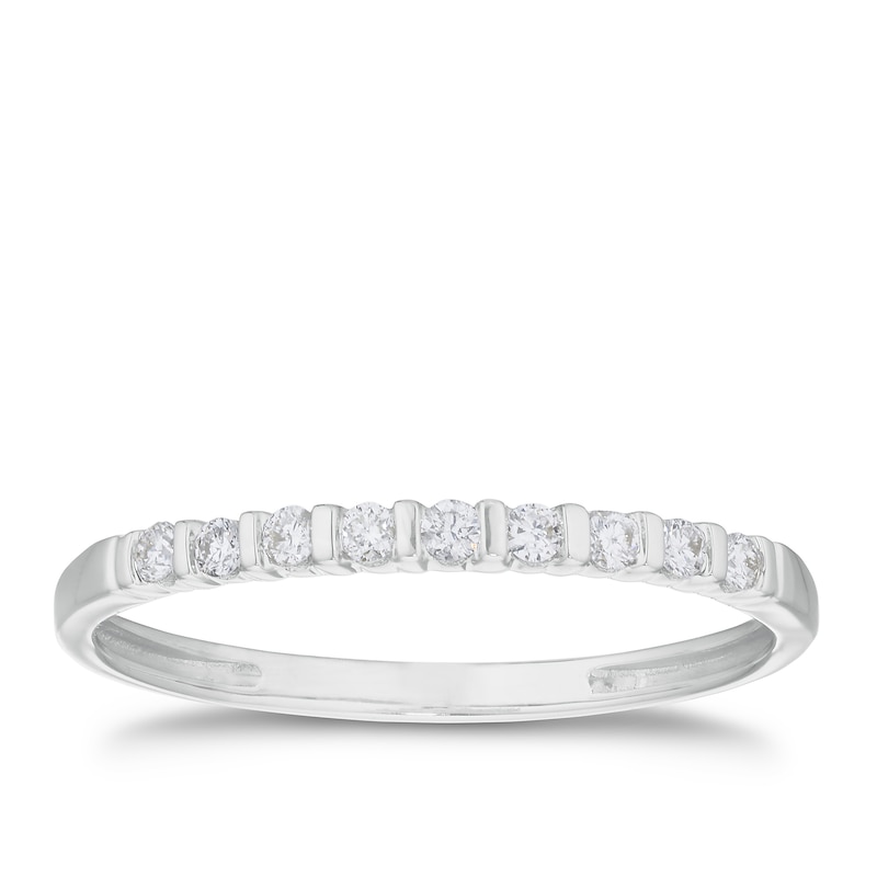 9ct White Gold 0.10ct Diamond Straight Band