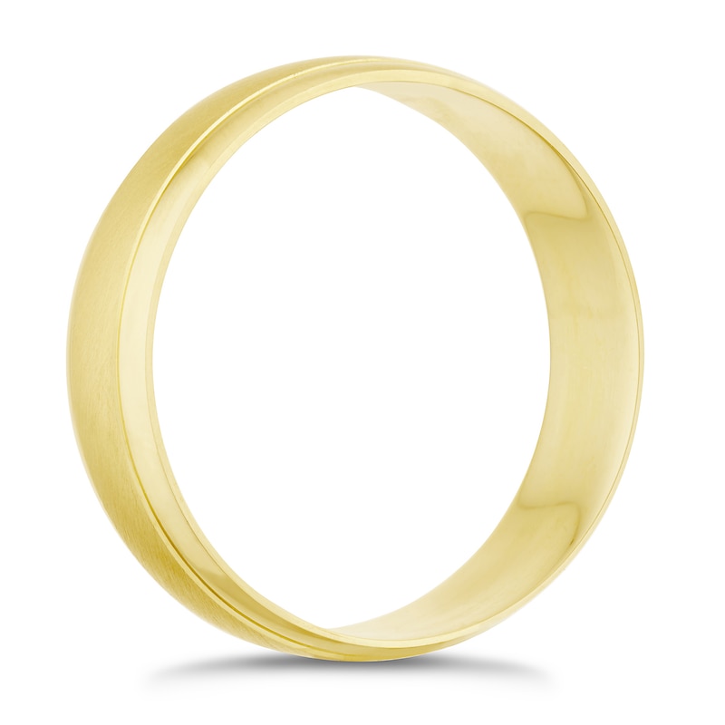 Main Image 2 of 9ct Yellow Gold 6mm Brushed & Polished Ring