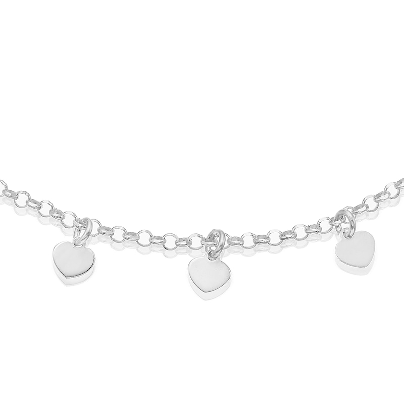 Main Image 2 of Sterling Silver Adjustable 9" Hearts Anklet