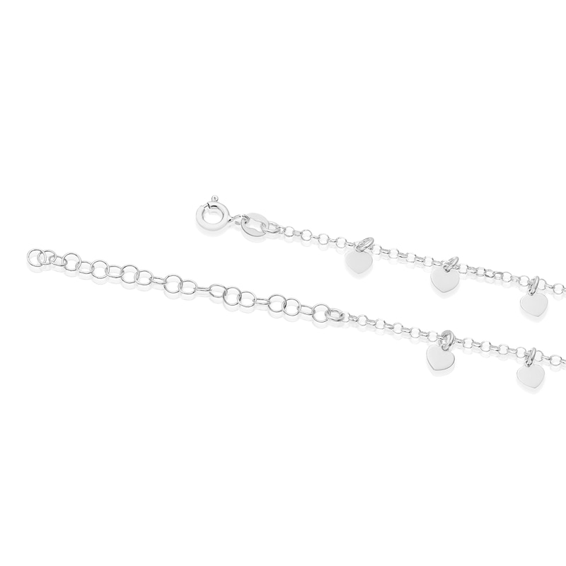 Silver Adjustable 9 Inch Hearts Anklet