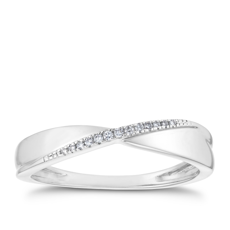 Main Image 1 of 18ct White Gold Diamond Crossover Band