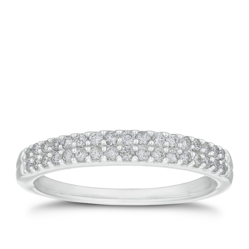 Main Image 1 of 18ct White Gold 0.25ct Diamond Double Row Band