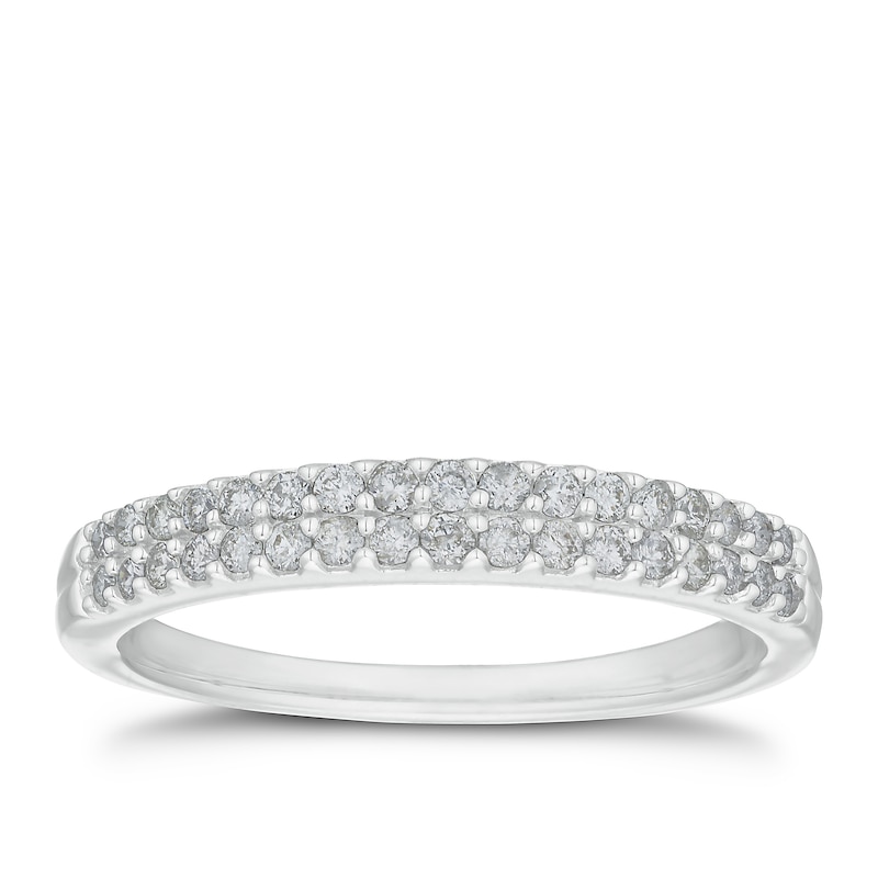 18ct White Gold 0.25ct Diamond Double Row Band