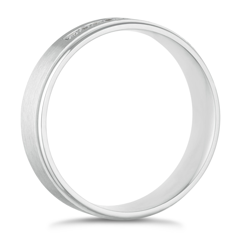 Main Image 2 of 9ct White Gold 6mm Diamond Brushed Ring
